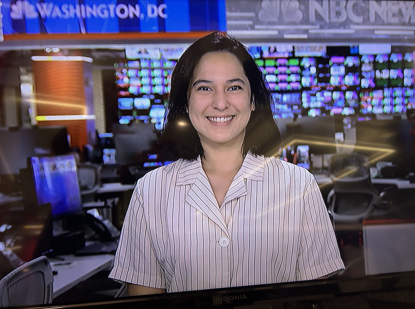 Roya Lotfi on screen in the NBC News Washington, D.C. newsroom